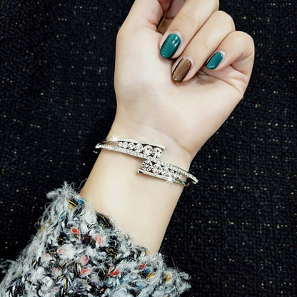 Dazzling Cubic Zirconia Hollow Bangle Cuff Luxury Crystal Bracelet The Clothing Company Sydney