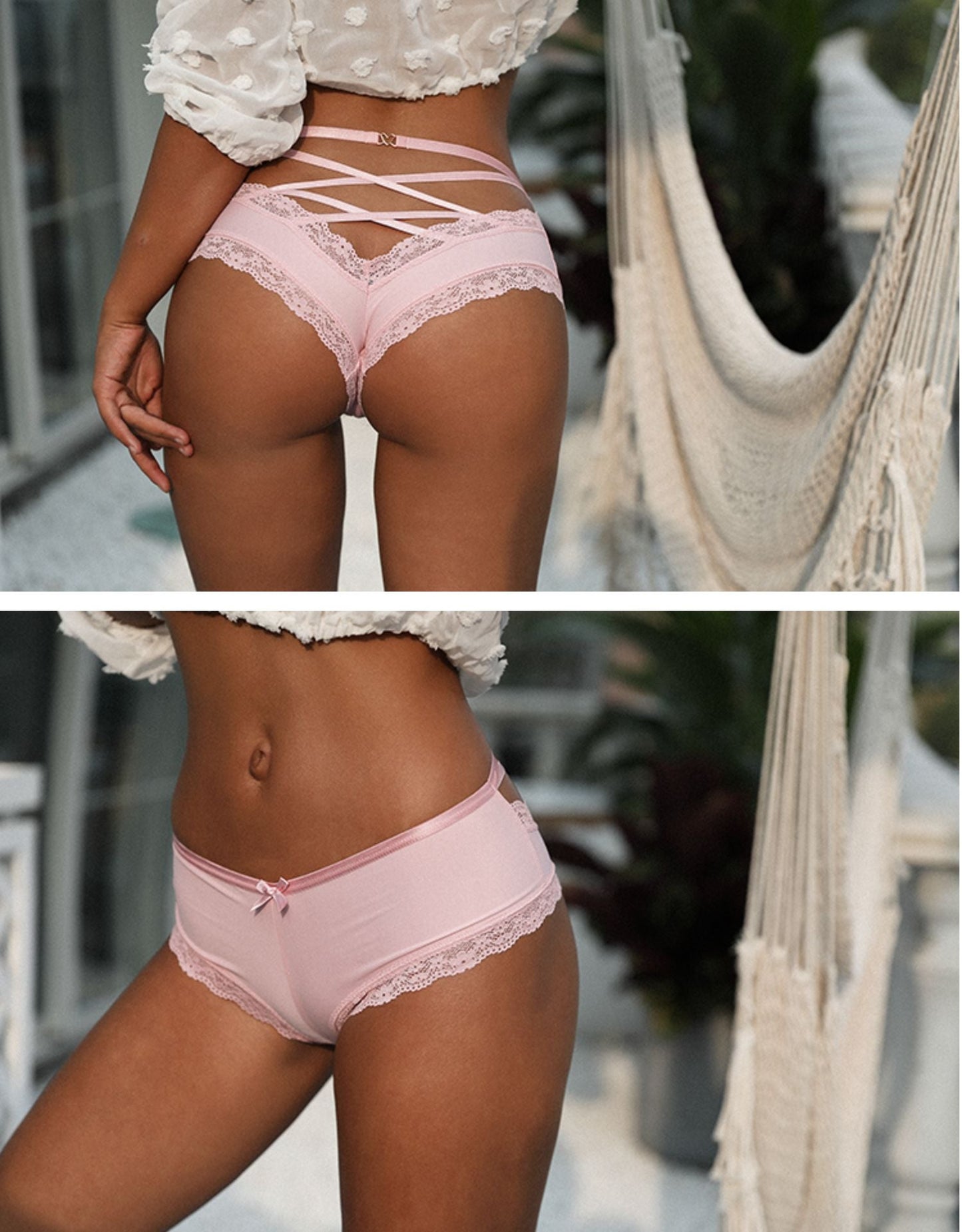 Back Crossing Bandage Hollow Out Lace Edge Seamless Underwear Women Transparent Lingerie Solid Briefs Thong Sexy Panties The Clothing Company Sydney
