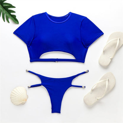 Short Sleeve Tank Beach Swimwear Monokini Bath Suits Hollow Out Blue Stripe Thong  Swimsuit Bikini Set The Clothing Company Sydney