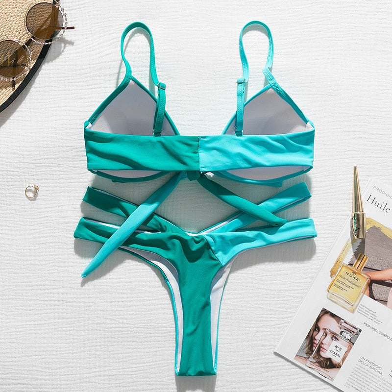 Brazilian Push up Bandage neon swimwear bathing suit High cut bikini swimsuit The Clothing Company Sydney