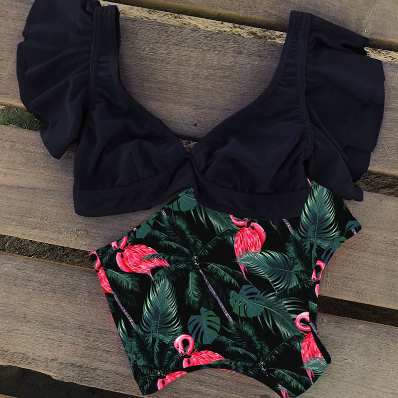 Floral Ruffled Hem Bikini Set Women Flora V-neck High waist Two Piece Swimsuit The Clothing Company Sydney