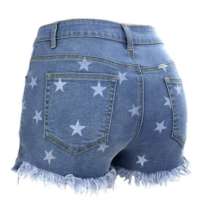 Summer Print tassel High Waist Hole Ripped Shorts Casual Plus Size Denim Shorts The Clothing Company Sydney