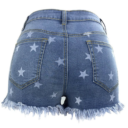 Summer Print tassel High Waist Hole Ripped Shorts Casual Plus Size Denim Shorts The Clothing Company Sydney