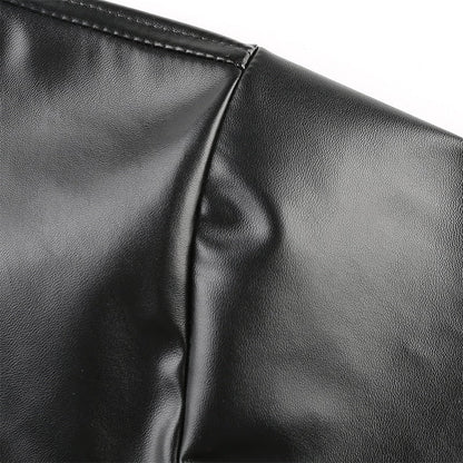 Streetwear Black PU Leather Blouse Women Cardigan Buttons Fashion Women's Shirt Top Long Sleeve Jacket The Clothing Company Sydney