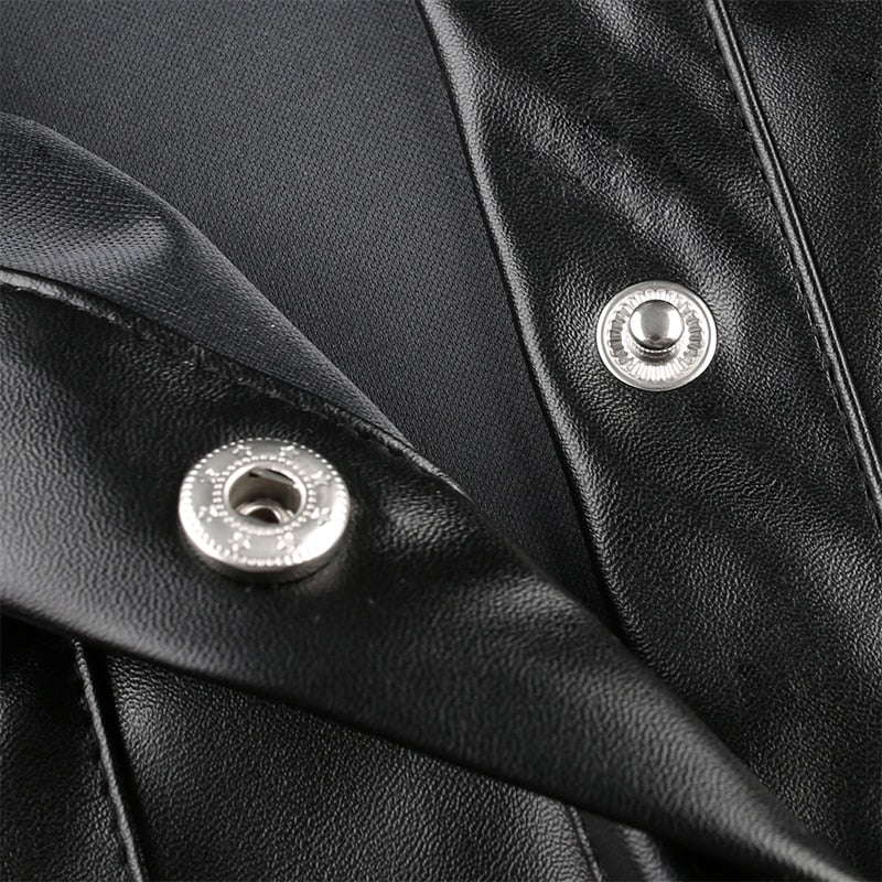 Streetwear Black PU Leather Blouse Women Cardigan Buttons Fashion Women's Shirt Top Long Sleeve Jacket The Clothing Company Sydney