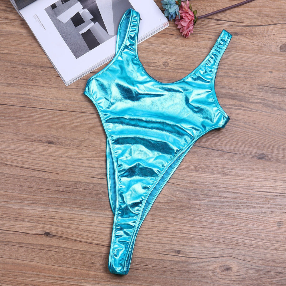 Swimwear Shiny Monokini One Piece Swimsuit Beachwear Swim Suit Thong Leotard Bathing Suits swim suit The Clothing Company Sydney
