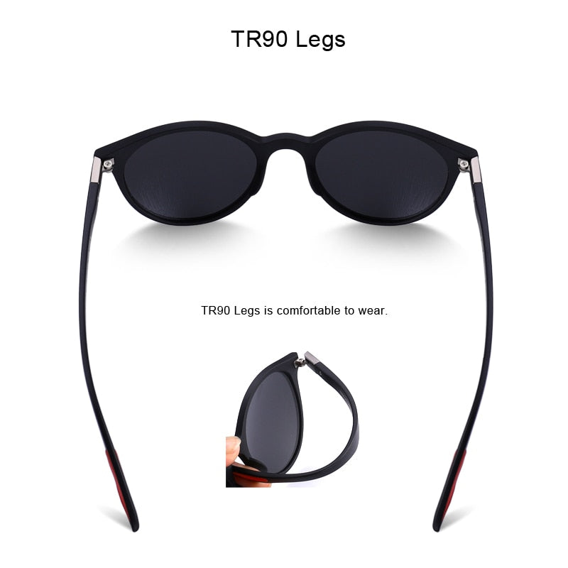 Designer Men's & Women's Classic Retro Rivet Polarized Sunglasses TR90 Legs Lighter Design Oval Frame UV400 Protection Polarized Sunglasses The Clothing Company Sydney