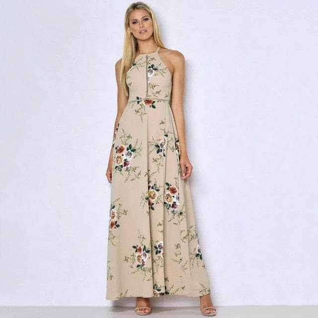 Bohemian Floral Print Summer Off Shoulder Women Beach Long Dress Backless Sexy Split Party Maxi Dresses The Clothing Company Sydney