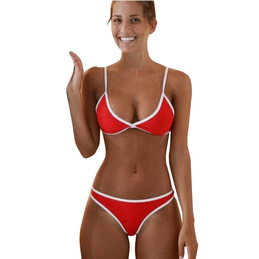 2 Piece Swimwear Push up Bathing Suit Beach Strapless Brazilian Swimsuit Sexy red G-string Thong Bikini Bra Set The Clothing Company Sydney