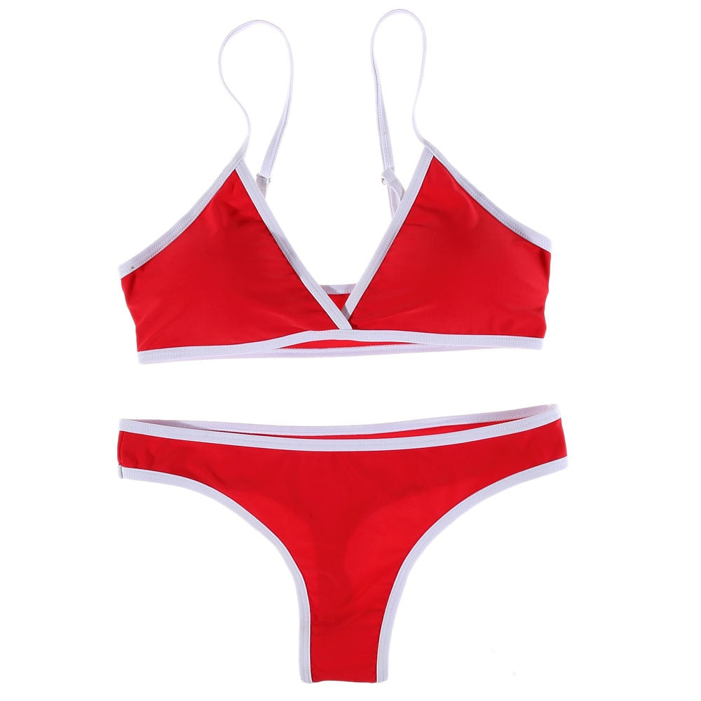2 Piece Swimwear Push up Bathing Suit Beach Strapless Brazilian Swimsuit Sexy red G-string Thong Bikini Bra Set The Clothing Company Sydney