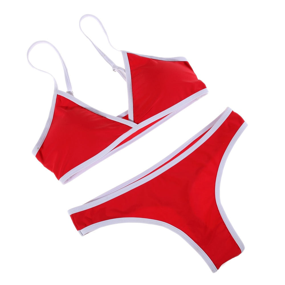 2 Piece Swimwear Push up Bathing Suit Beach Strapless Brazilian Swimsuit Sexy red G-string Thong Bikini Bra Set The Clothing Company Sydney