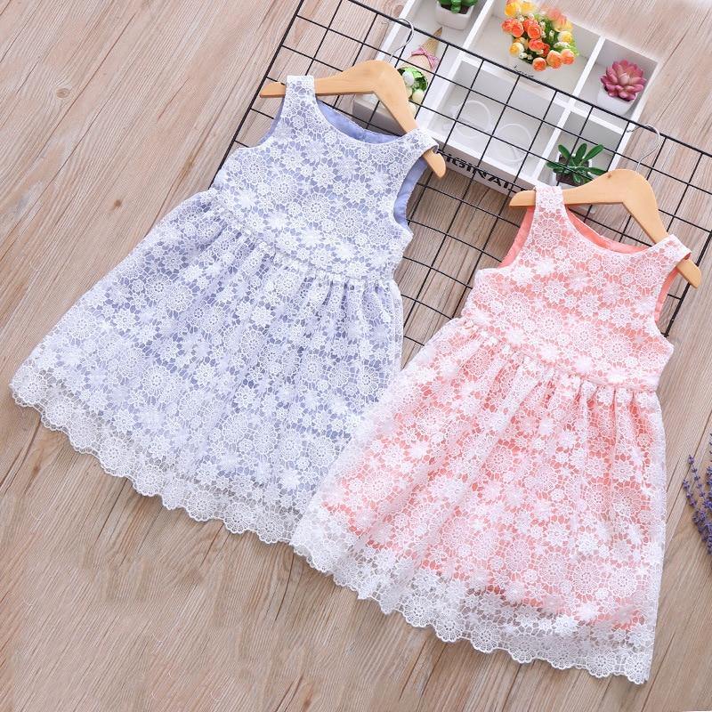 Summer Brand New Floral Lace Silk Dress Fashion Girls Round Neck Flying Sleeve Dress The Clothing Company Sydney