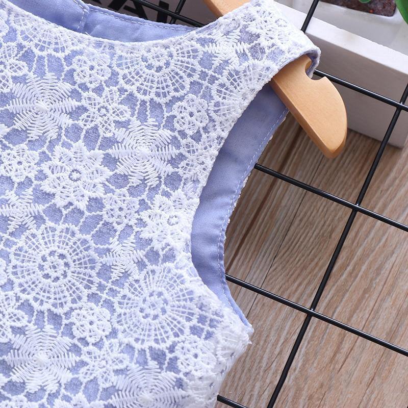 Summer Brand New Floral Lace Silk Dress Fashion Girls Round Neck Flying Sleeve Dress The Clothing Company Sydney