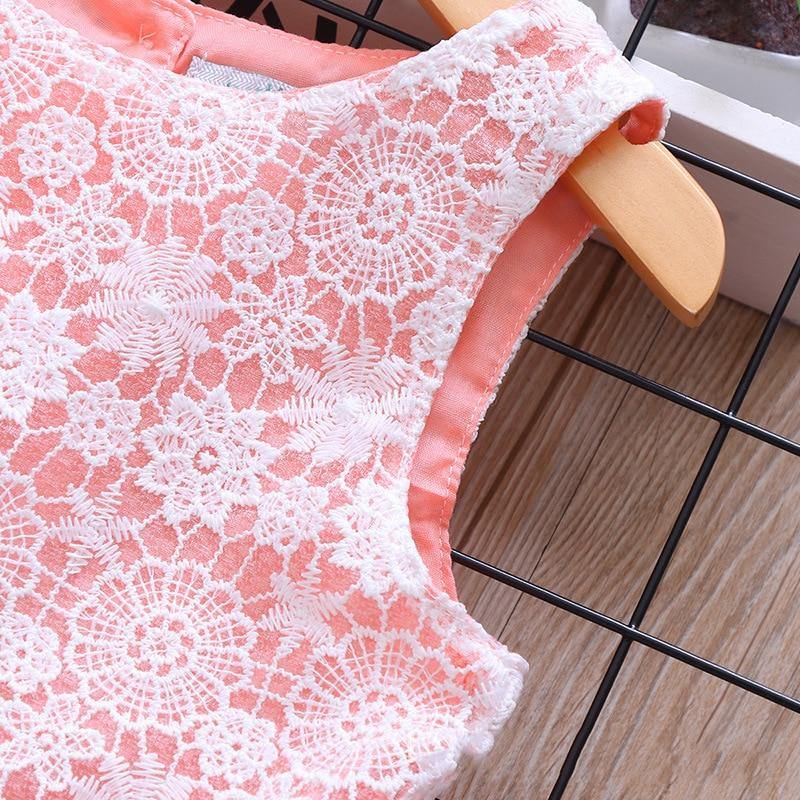 Summer Brand New Floral Lace Silk Dress Fashion Girls Round Neck Flying Sleeve Dress The Clothing Company Sydney