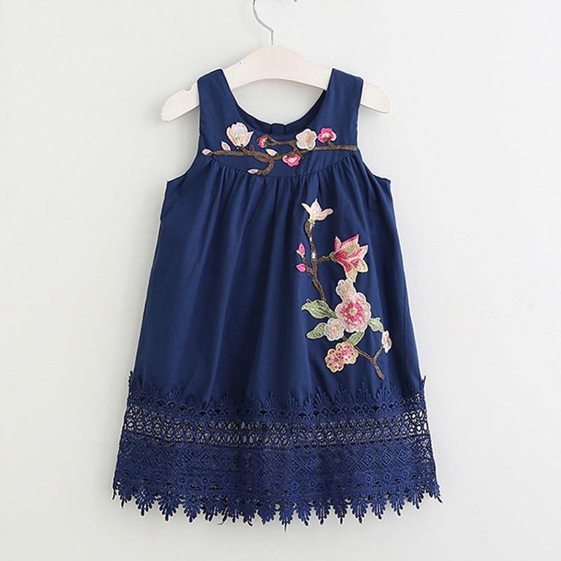 Summer Brand New Floral Lace Silk Dress Fashion Girls Round Neck Flying Sleeve Dress The Clothing Company Sydney