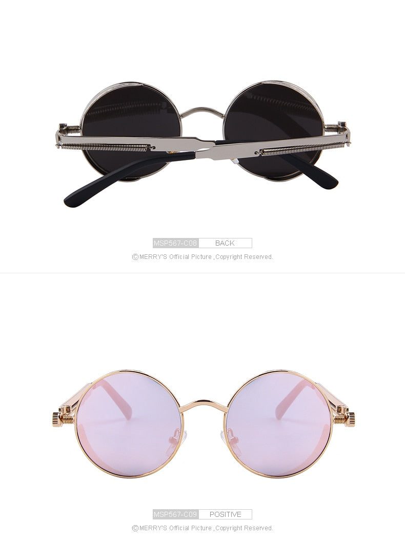 Vintage Womens Steampunk Brand Designer Round Sunglasses UV400 The Clothing Company Sydney