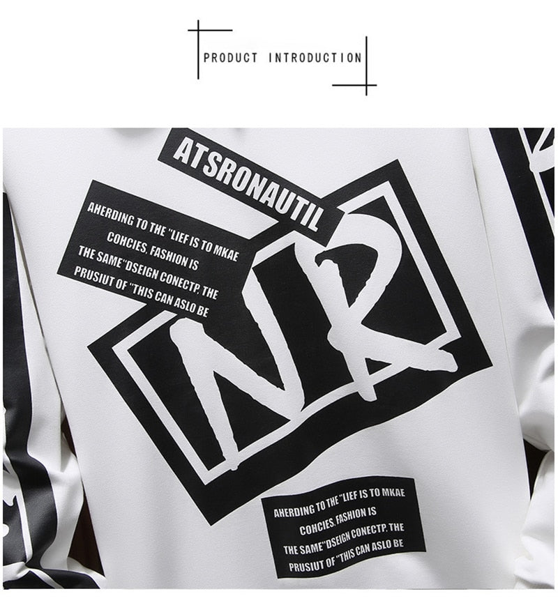 New Casual Black White Hooded Men Hip Hop Street Wear Letter Print Sweatshirts Skateboard Men/Woman Pullover Hoodie The Clothing Company Sydney