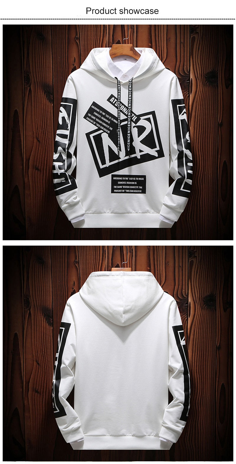 New Casual Black White Hooded Men Hip Hop Street Wear Letter Print Sweatshirts Skateboard Men/Woman Pullover Hoodie The Clothing Company Sydney