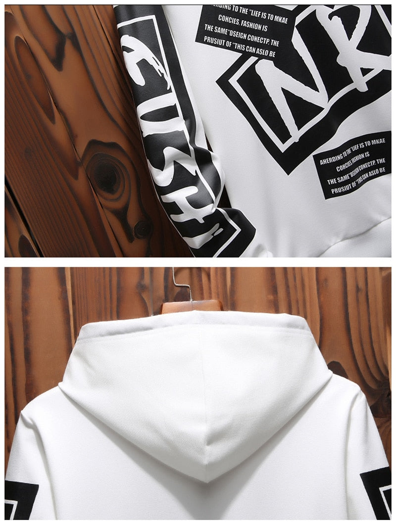 New Casual Black White Hooded Men Hip Hop Street Wear Letter Print Sweatshirts Skateboard Men/Woman Pullover Hoodie The Clothing Company Sydney