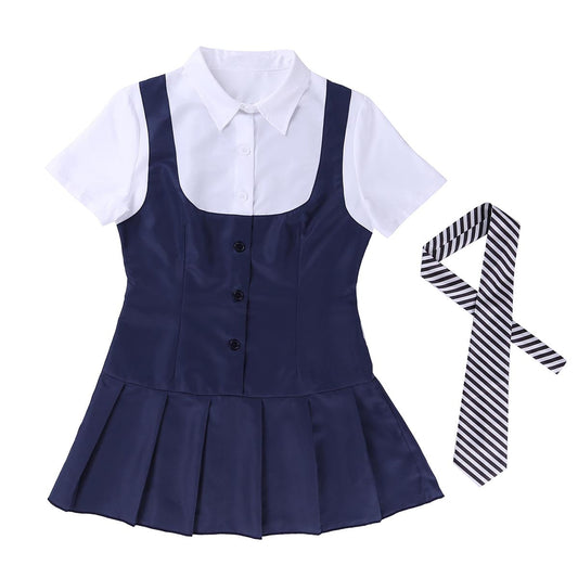 Adult Halloween Party Cosplay Schoolgirl Student Costumes Uniform Female Short Sleeve Fancy Shirt Dress with Necktie The Clothing Company Sydney
