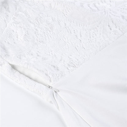 Fancy summer fall off shoulder playsuit jumpsuit long sleeve sheer lace patchwork hollow bandage skinny Outfit set The Clothing Company Sydney