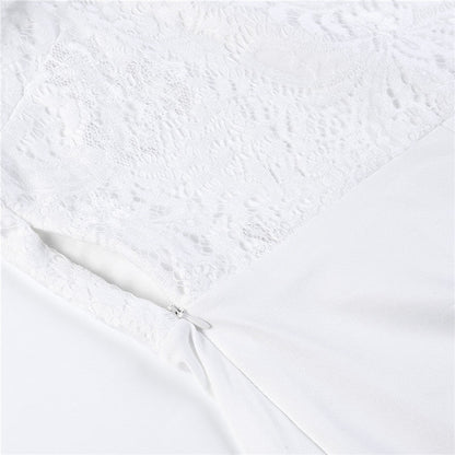 Fancy summer fall off shoulder playsuit jumpsuit long sleeve sheer lace patchwork hollow bandage skinny Outfit set The Clothing Company Sydney