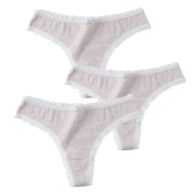 3 Pcs/Set Women Panties G-String Underwear Fashion Thong Sexy Cotton Panties Ladies G-string Soft Lingerie Solid Low Rise Panty The Clothing Company Sydney