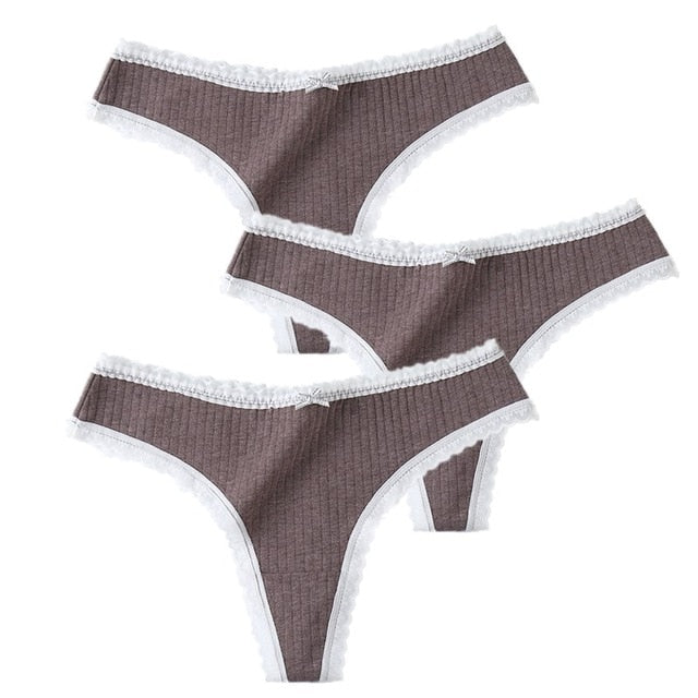 3 Pcs/Set Women Panties G-String Underwear Fashion Thong Sexy Cotton Panties Ladies G-string Soft Lingerie Solid Low Rise Panty The Clothing Company Sydney