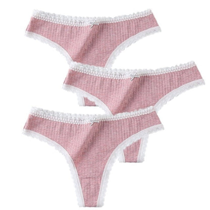 3 Pcs/Set Women Panties G-String Underwear Fashion Thong Sexy Cotton Panties Ladies G-string Soft Lingerie Solid Low Rise Panty The Clothing Company Sydney