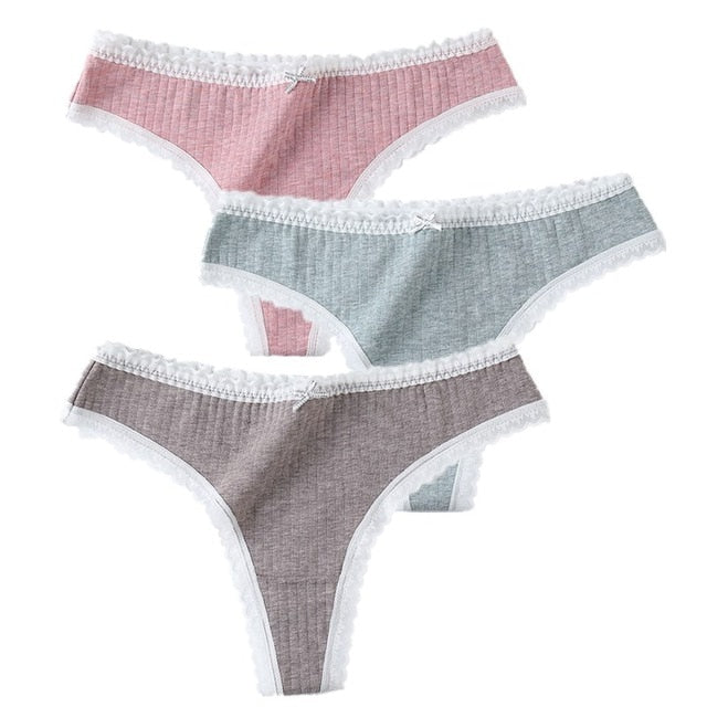 3 Pcs/Set Women Panties G-String Underwear Fashion Thong Sexy Cotton Panties Ladies G-string Soft Lingerie Solid Low Rise Panty The Clothing Company Sydney
