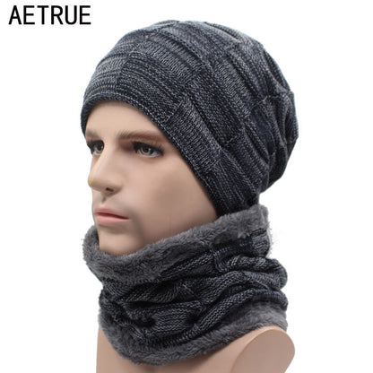 Winter Beanie Hat Scarf skullies beanies Soft Skull Warm Baggy Cap Mask Hats For Men Women Knitted Hat The Clothing Company Sydney