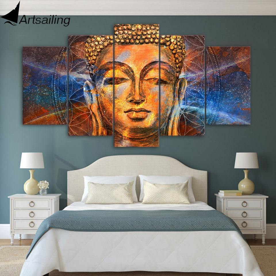 5 piece HD Printed Canvas Golden Buddha Picture Canvas Print Decor Wall Picture The Clothing Company Sydney