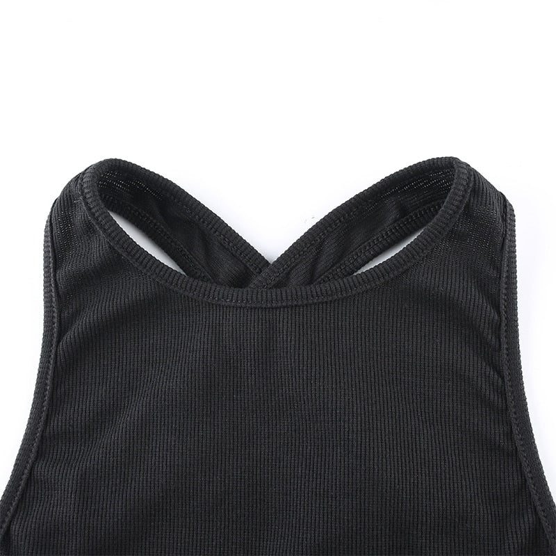 Backless Cross Tank Ribbed Knitted Solid Basic Body Fashion Sleeveless Bodysuits The Clothing Company Sydney