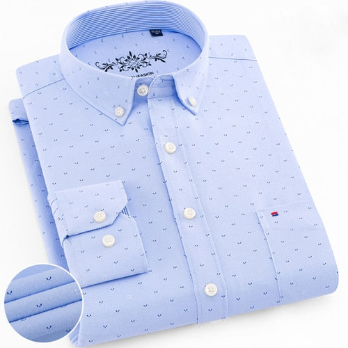 Men's Long Sleeve Contrast Plaid/Striped Oxford Dress Shirt with Left Chest Pocket Male Casual Slim-fit Buttoned Down Shirts The Clothing Company Sydney