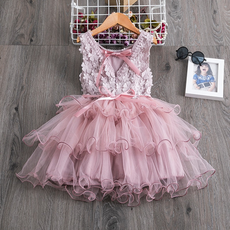 Girls Floral Fashion Children's Lace Princess Party Fluffy Cake Smash Dress Kids Baby Summer Dresses The Clothing Company Sydney