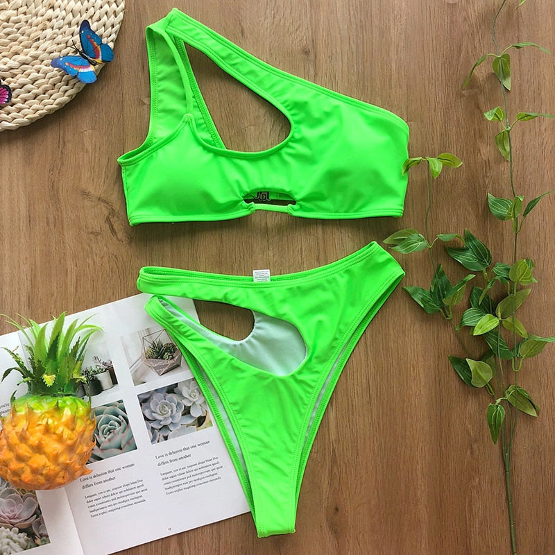 2 Piece Sexy Neon Swimsuit Hollow Out Push Up Bikini Set Swimwear Monokini Bathing Suit Summer Beach Wear The Clothing Company Sydney