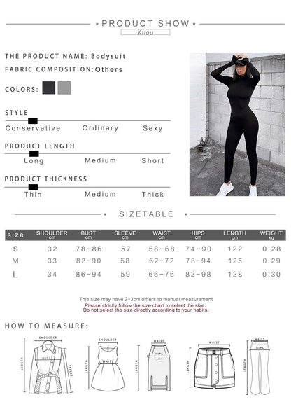 Solid black/gray long sleeve skiing  jumpsuit women elastic hight outfit fashion fitness sportwear slim rompers streetwear The Clothing Company Sydney