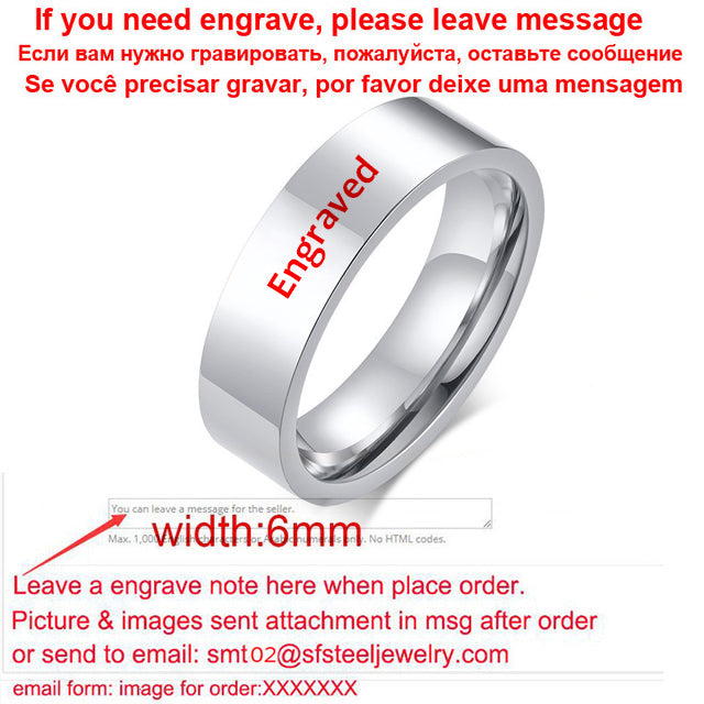 Classic Silver Color Wedding Ring Flat Top Stainless Steel Promise Ring For Women Men 6mm 8mm The Clothing Company Sydney