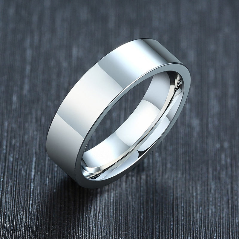 Classic Silver Color Wedding Ring Flat Top Stainless Steel Promise Ring For Women Men 6mm 8mm The Clothing Company Sydney
