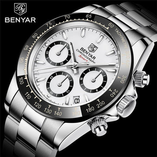 Benyar Men's Luxury Brand Chronograph Sport Waterproof Stainless Steel Quartz Watch The Clothing Company Sydney