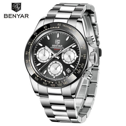 Benyar Men's Luxury Brand Chronograph Sport Waterproof Stainless Steel Quartz Watch The Clothing Company Sydney