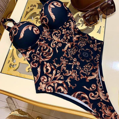 Print one piece swimsuit female Push up bodysuit Vintage high cut swimwear women swimsuit Bathers The Clothing Company Sydney
