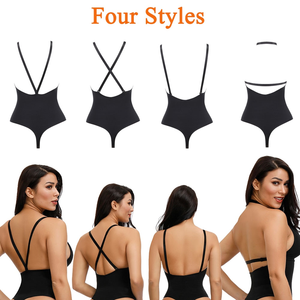 Ladies Deep V Bodysuit Strap Body Shaper Backless Thong  Seamless Shapewear Push Up Waist Trainer Corset The Clothing Company Sydney