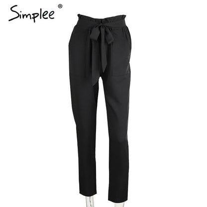 Chiffon khaki harem ladies summer casual Streetwear sash black elastic high waist pants The Clothing Company Sydney