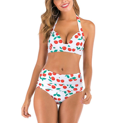 2 Piece High waist bikini set Halter bathing suit swimsuit Plus size bikini Floral print swimwear The Clothing Company Sydney