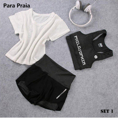 3 Piece High Waist Three Piece Yoga Set Sportswear for Women Sports Bra Fitness Clothing Women Sports Shorts Gym Workout Crop Top Women The Clothing Company Sydney