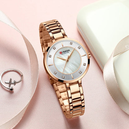 Ladies Fashion Luxury Rhinestone Dial Quartz Clock Water Resistant Stainless Steel Band Wristwatch Watch The Clothing Company Sydney