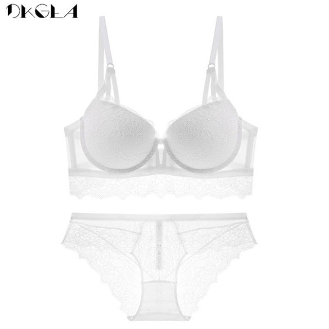 2 Piece Lace Bra and Panties Push Up Brassiere Sexy Underwear Set Cotton Thick Bras Embroidered Women Lingerie Set The Clothing Company Sydney