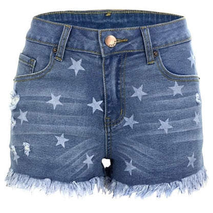 Summer Print tassel High Waist Hole Ripped Shorts Casual Plus Size Denim Shorts The Clothing Company Sydney