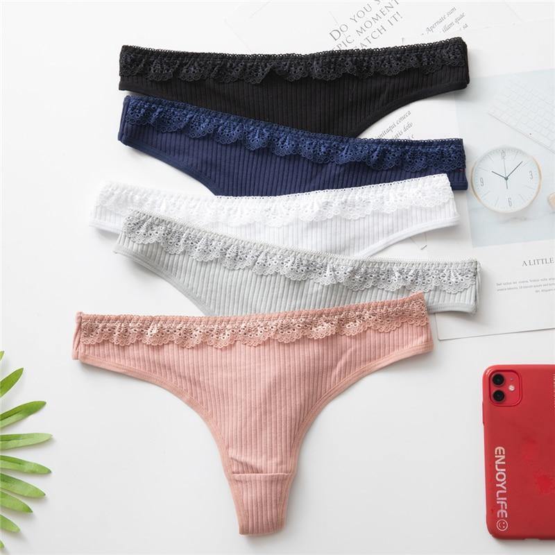 3 Pack Women's Cotton G-String Thong Panties String Briefs Sexy Lingerie Intimate Letter Low-Rise Underwear The Clothing Company Sydney